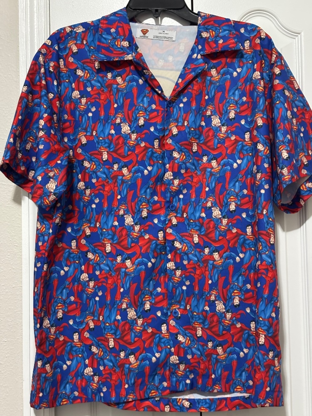 Superman DC Comics All Over Print Button Up Shirt Men’s Medium
